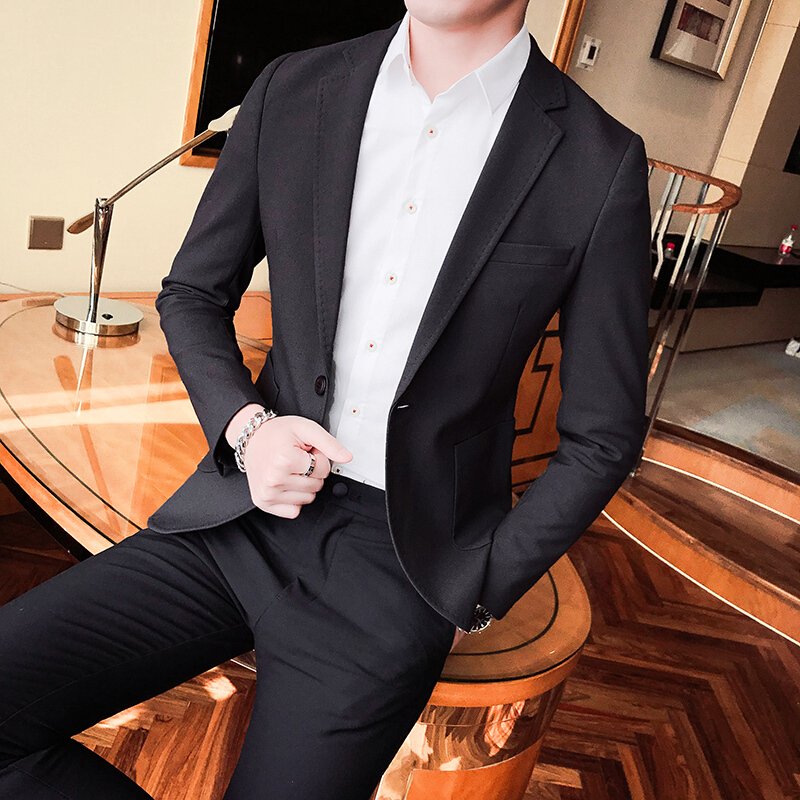 新款男士休闲西装男韩版修身小西服时尚英伦单西青年外套潮