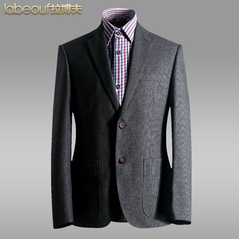英伦男士商务休闲西服外套秋季男版修身单西羊毛西装深灰色