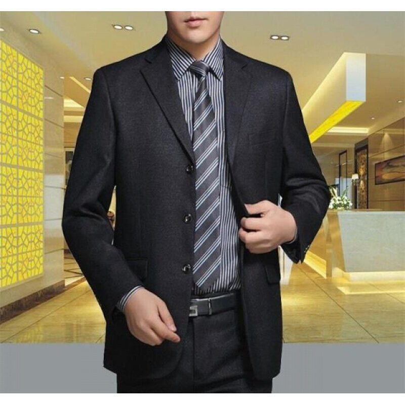 中老年西装男套装休闲爸爸西服套装男中年大码宽松婚礼服四季