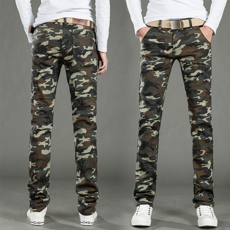 秋冬迷彩裤子男弹力韩版潮流百搭休闲男修身小脚运动裤户外军装裤