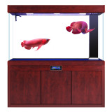 DISHUN木纹超白鱼缸水族箱客厅大型玻璃生态龙鱼缸下过滤免换水