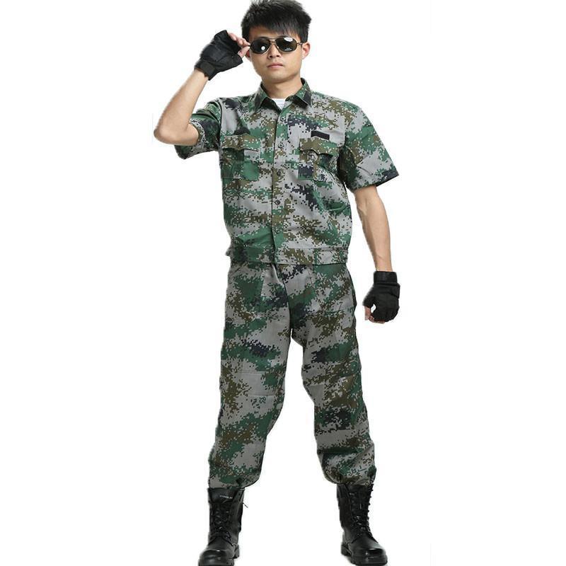 夏季休闲短袖07林地迷彩服套装男户外军迷多袋数码透气作训服耐磨
