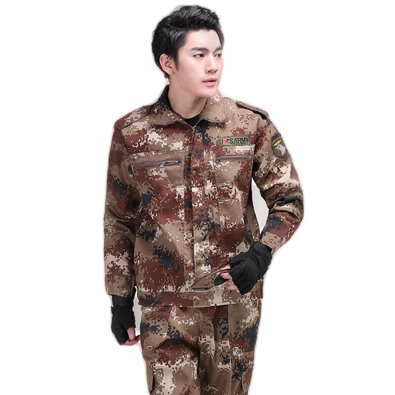 知茗军迷用品 07荒漠迷彩作训服春秋款迷彩服男套装特种兵军装【价格