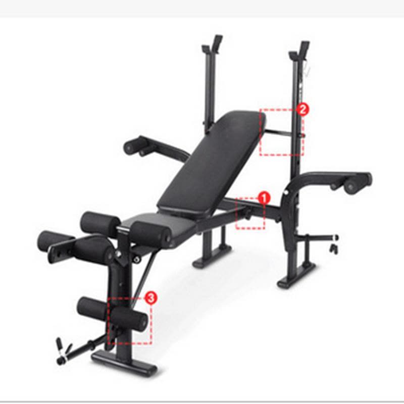 室内多功能家用仰卧板举重床杠铃架卧推架力量训练器健身器材 黑色图片