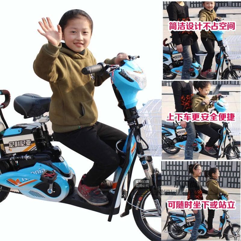 电动车儿童车座可折叠 电瓶车儿童座椅自行车座椅前置 加强折叠车座黑图片
