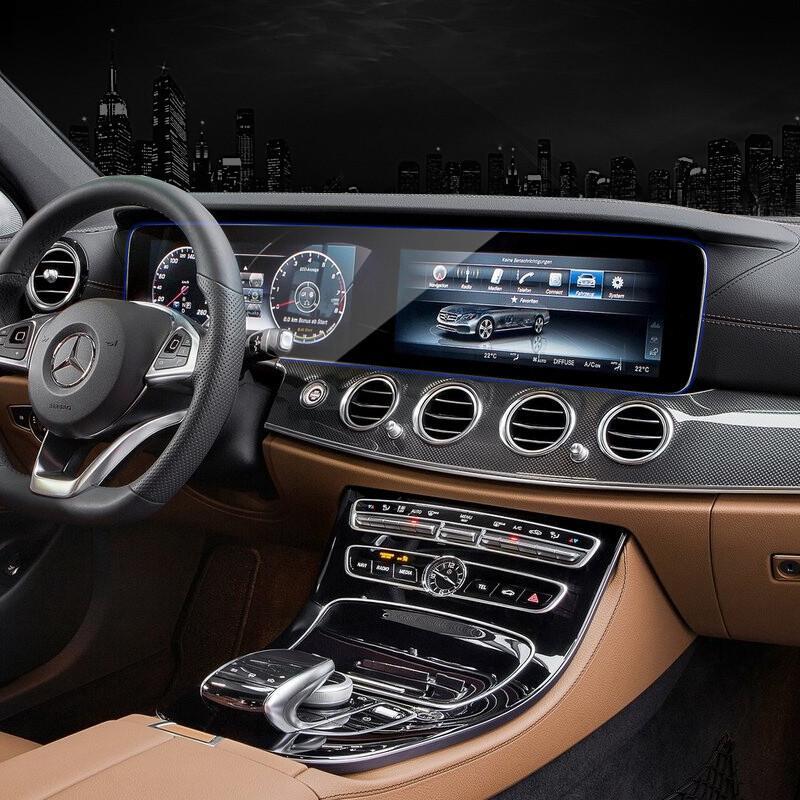 适用奔驰新e级导航膜保护贴膜e300le200l钢化膜中控贴膜改装内饰