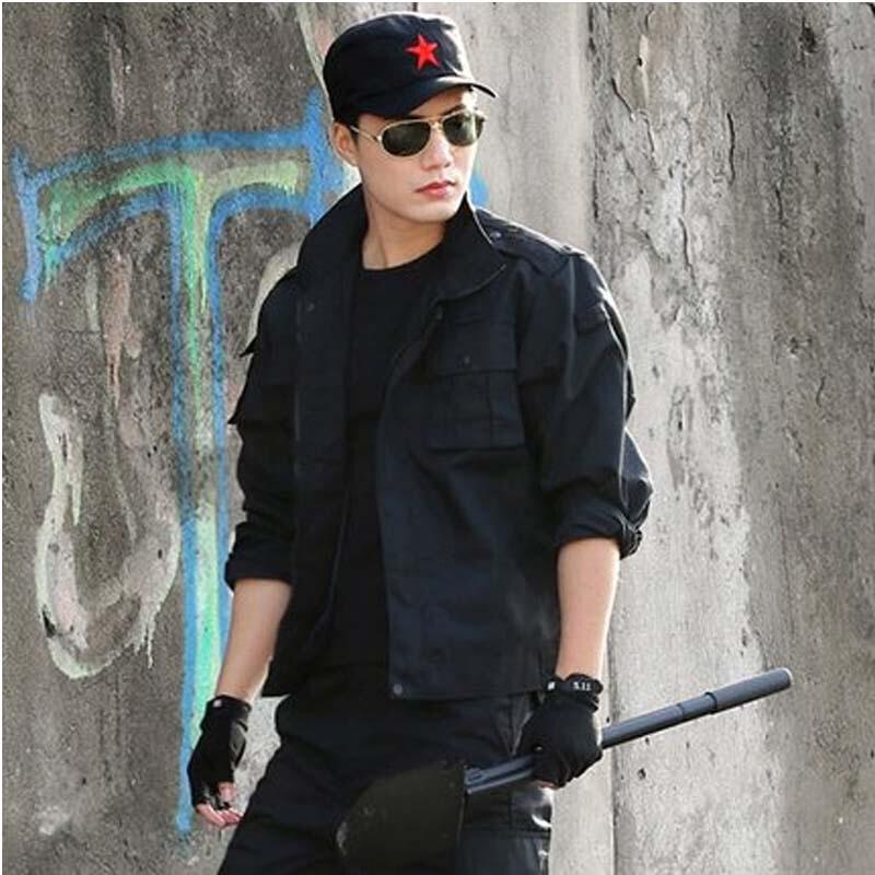 运动户外户外保安作训服套装男军迷特种兵迷彩军装工作服装黑色