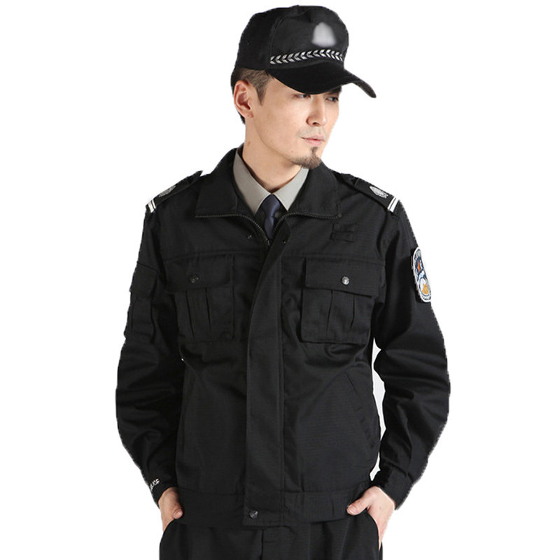 黑色長袖執勤訓練服 冬季協警作訓服 男保安服套裝7097【價格 圖片