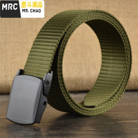 战术鸟帆布腰带男士无金属皮带自动平滑扣青年少年学生裤带  墨斗潮品