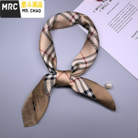 奕美YIMEI女士丝巾小方巾女英伦风格子时尚百搭职业领巾围巾春秋  墨斗潮品