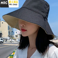大沿遮阳帽女韩版春季双面渔夫帽骑电车防风吹盆帽春夏防晒休闲帽  墨斗潮品