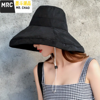 大头围渔夫帽女夏天大沿防晒遮阳遮脸帽子大码大号60cm双面太阳帽  墨斗潮品