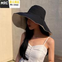 双面渔夫帽女夏天日系韩版超大帽檐出游遮阳帽防晒防紫外线帽子女  墨斗潮品