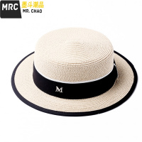 小清新帽子女帽夏季英伦白色小礼帽平顶太阳帽小檐遮阳凉帽夏天  墨斗潮品