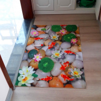 定做绒面3D荷花鱼立体印花走廊厅地毯口进垫地垫防滑脚垫(请先与客服确认再下单)