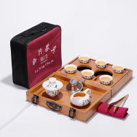 便携式折叠收纳盒旅行功夫茶具套装户外车载旅游办公室酒店竹茶盘（请先与客服确认再下单）