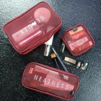 化妆包小号便携韩国简约黑色透明网纱收纳袋旅行洗漱包手拿化妆包(请先与客服确认再下单)