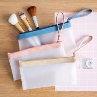 透明磨砂笔袋简约大容量化妆袋 化妆品收纳袋文具盒化妆包(请先与客服确认再下单)