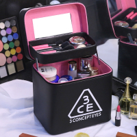 3ce加高双层化妆包大容量便携洗漱收纳盒韩国简约大号化妆箱手提（请先与客服确认再下单）