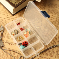 透明塑料首饰盒 长方形多格子可拆饰品盒收纳盒 便携手饰盒子药盒（请先与客服确认再下单）