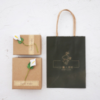 定制牛皮纸手提袋礼品袋小花贴纸首饰盒耳钉戒指项链收纳盒(请先与客服确认再下单)