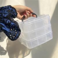 3层18格塑料透明首饰盒收纳盒便携式饰品小盒子耳钉戒指项链盒子（请先与客服确认再下单）