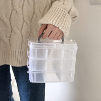 3层18格塑料透明首饰收纳盒子便携式饰品盒小号耳钉戒指盒子C009（请先与客服确认再下单）