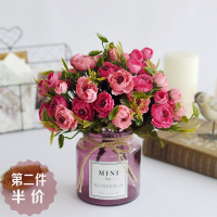 新品ins客厅北欧玻璃花瓶小清新假花装饰品摆件餐桌仿真花艺套装（请先与客服确认再下单）