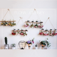 天然木棍麻绳墙壁装饰假花三角花环卧室家居壁挂仿真花zakka干花（请先与客服确认再下单）