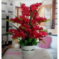 蝴蝶兰花艺盆栽仿真干花套装饰假花绢花客厅餐桌摆设摆放花卉（请先与客服确认再下单）