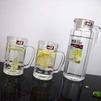 耐热玻璃杯大容量带把果汁花茶杯啤酒杯凉水壶带盖扎壶家用套装(请先与客服确认再下单)