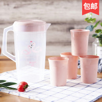家用冷水壶大容量塑料凉水壶耐高温防爆果汁豆浆扎壶茶壶茶杯套装(请先与客服确认再下单)