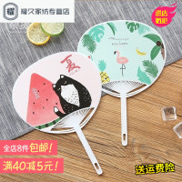 云木杂货 清新夏日凉扇卡通猫咪手摇扇随身清凉pp塑料扇圆扇团扇（请先与客服确认再下单）