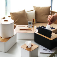 创意日式纸巾盒抽纸盒卷纸筒竹实木简约客厅家用茶几遥控器收纳盒（请先与客服确认再下单）