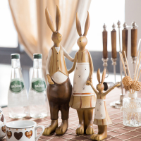 兔子一家三口美式装饰摆件家居饰品创意结婚礼物北欧客厅酒柜摆件（请先与客服确认再下单）