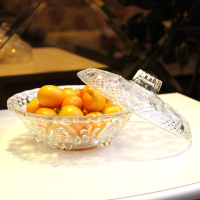 水晶玻璃创意水果盘时尚调料盅婚庆茶几糖果盘带盖果蔬盘子（请先与客服确认再下单）