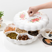 家用时尚分格带盖干果盒过年零食瓜子盘客厅创意糖果盘加厚水果盘（请先与客服确认再下单）