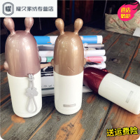 永德吉可爱创意青蛙不锈钢保温杯学生男女卡通防漏便携手提运动水杯子香槟色JT25146