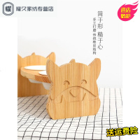 永德吉猫碗双碗宠物实木餐桌陶瓷碗泰迪狗食盆猫粮碗扁脸猫碗架猫咪用品