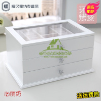 永德吉新款心丽坊首饰盒木质公主欧式韩国绒布收纳盒多层简约戒指珠宝手饰盒