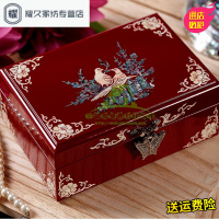 永德吉新款螺钿漆器欧式复古首饰盒韩国公主实木质珠宝饰品收纳盒结婚礼物