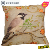 永德吉新款定制美式乡村田园花鸟沙抱枕法式家居搭配靠垫套汽车办公室腰靠