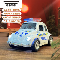 拓斯帝诺仿真复古合金警车声光警笛鸣音双开门小汽车玩具模型回力前进礼物