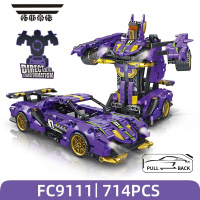 拓斯帝诺FC科技回力赛车两变小颗粒积木儿童益智拼插装玩具