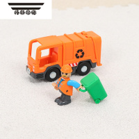 拓斯帝诺儿童玩具车男孩玩具人偶仿真工程车轨道车警车汽车磁性车 垃圾车带小人垃圾桶