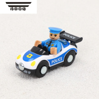 拓斯帝诺儿童玩具车男孩玩具人偶仿真工程车轨道车警车汽车磁性车 警车带小人