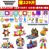 拓斯帝诺积木儿童益智吸铁石玩具磁性磁铁滑管道轨道拼装男女孩 彩窗229pcs(含摩天轮+小车)+ 送配件