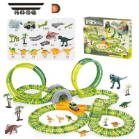 拓斯帝诺恐龙乐园盘山公路电动轨道车滑行闯关大冒险儿童玩具车男孩2益智3 [升级260件]桥墩隧道大回环+电动车+恐龙场景