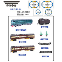 拓斯帝诺儿童电动绿皮东风4B内燃机火车轨道玩具高铁复兴号小火车套装轨道 绿色东风头+3车厢(4.8米) 二组充电电池版