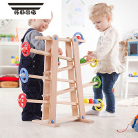 拓斯帝诺儿童感官训练德国疯狂急速过山车滑翔轨道宝宝益智力木制滚球游戏 轨道滚球架[主图款出口德国]免安装